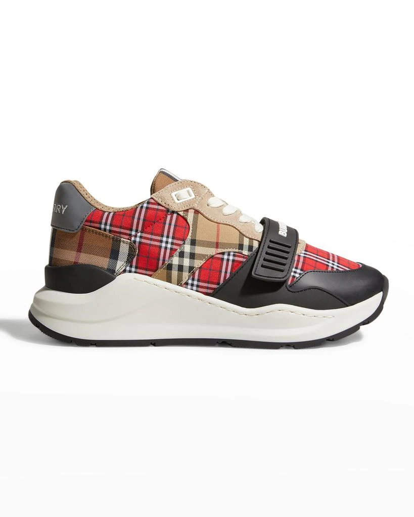 商品Burberry|Men's Ramsey Story 33 Mixed-Check Low-Top Sneakers,价格¥3820,第1张图片