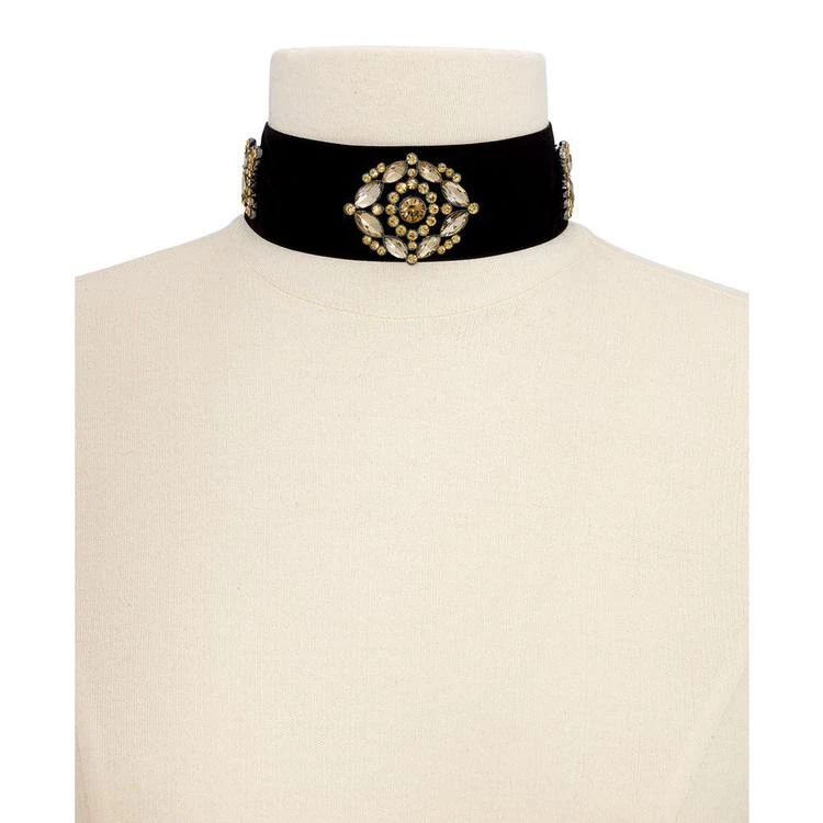 商品Thalia Sodi|Silver-Tone Yellow Crystal Black Velvet Choker Necklace, Created for Macy's,价格¥68,第2张图片详细描述