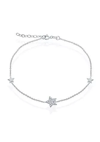 商品simona|Lab Created Sterling Silver Small Shiny With Center Cz Star Anklet,价格¥187,第1张图片