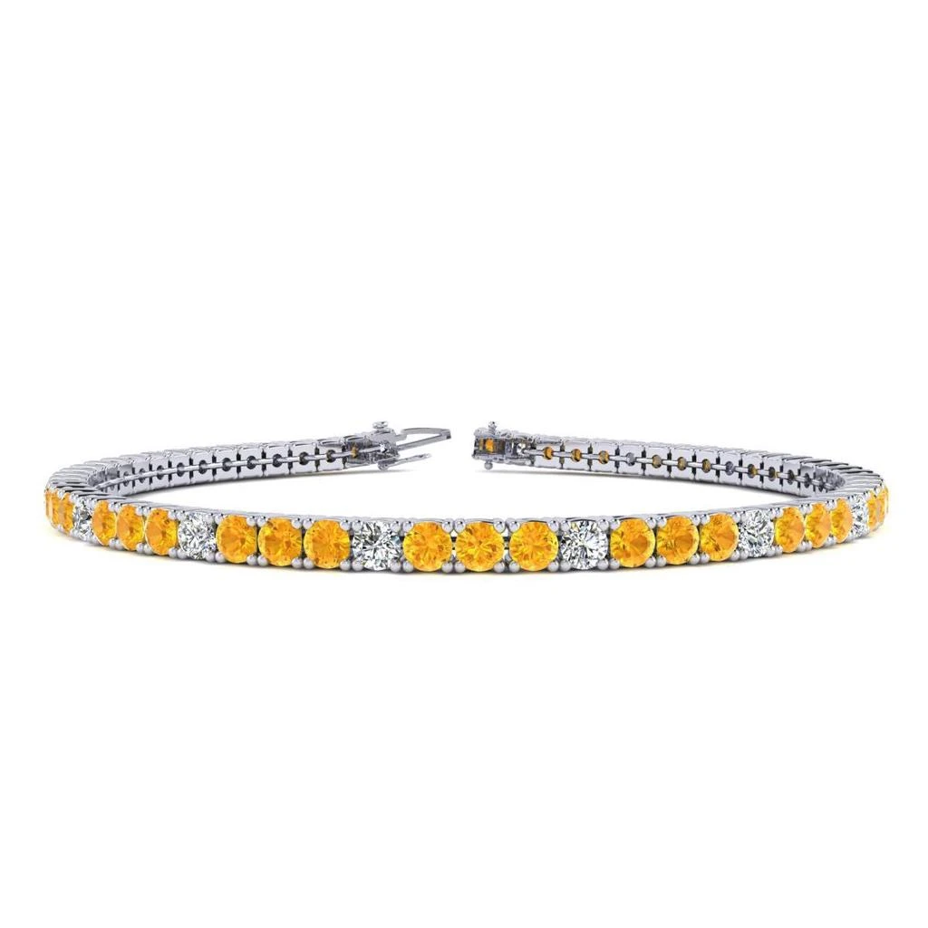 商品SSELECTS|5 Carat Citrine And Diamond Graduated Tennis Bracelet In 14 Karat White Gold, 9 Inches,价格¥14580,第1张图片