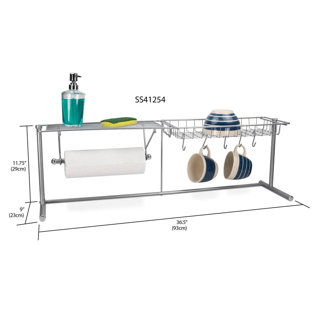 商品Home Basics|Home Basics Over the Sink Counter Kitchen Station, Chrome,价格¥234,第3张图片详细描述