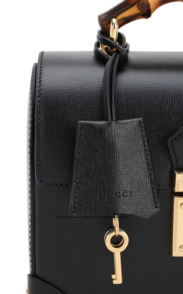 商品Gucci|Padlock Small Bamboo Black Shoulder Bag,价格¥24038,第4张图片详细描述