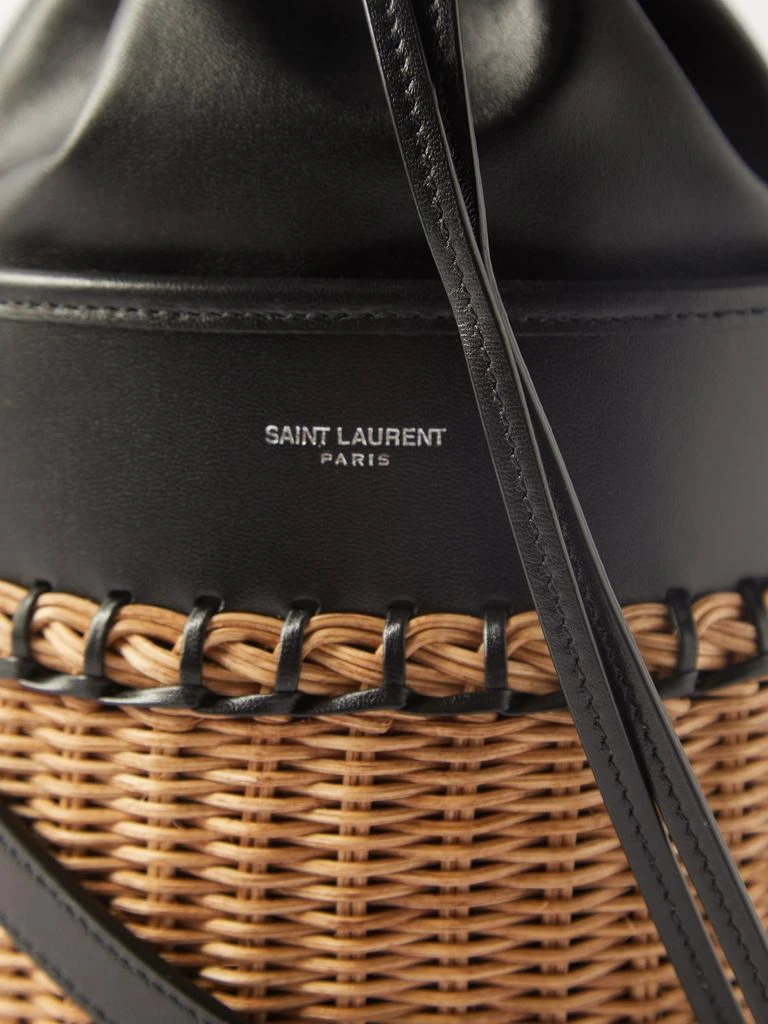 Bahia leather and wicker bucket bag 商品