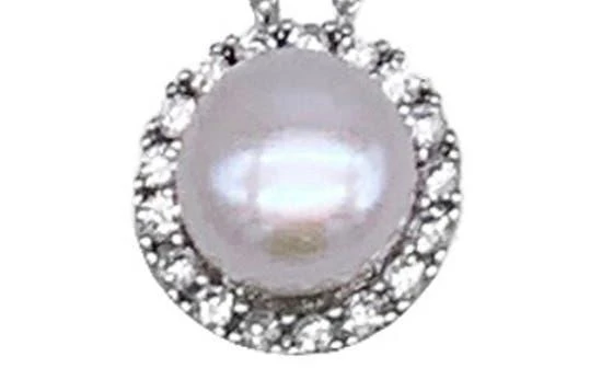 商品ADORNIA|Floating Freshwater Pearl & CZ Halo Necklace,价格¥167,第3张图片详细描述