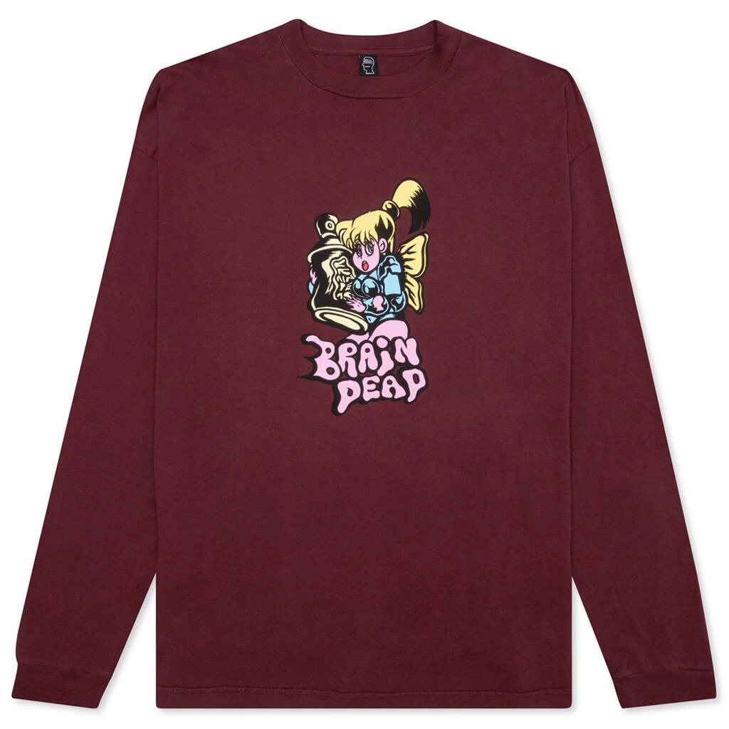 商品Brain Dead|Brain Dead Bubblegum Shorty L/S - Maroon,价格¥246,第1张图片