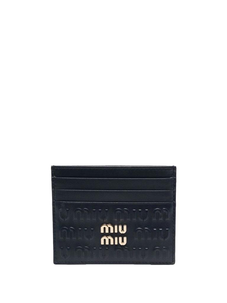 MIU MIU logo-plaque detail card holder blue商品第1张图片规格展示