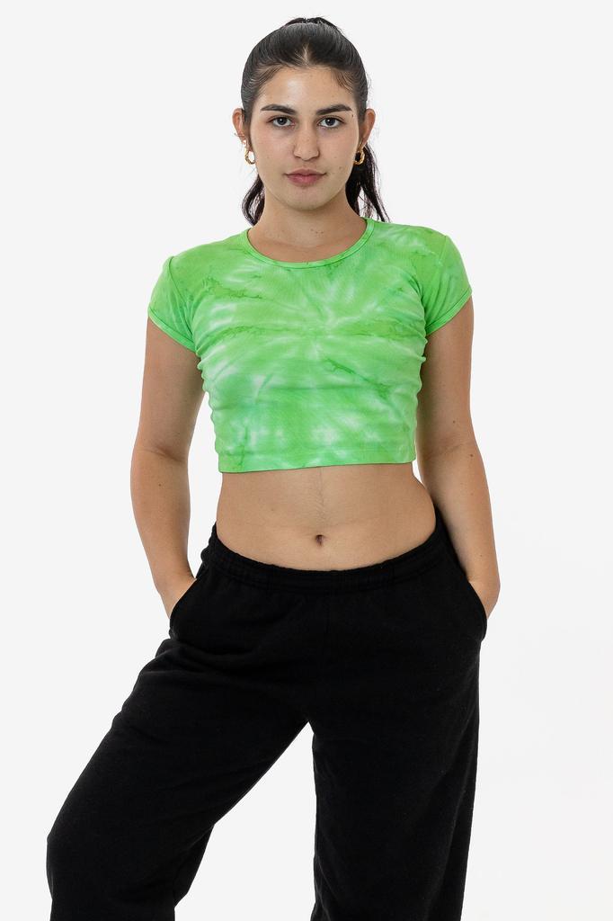 商品Los Angeles Apparel|43035TD - Tie Dye Cap Sleeve Baby Rib Crop Top,价格¥185,第4张图片详细描述