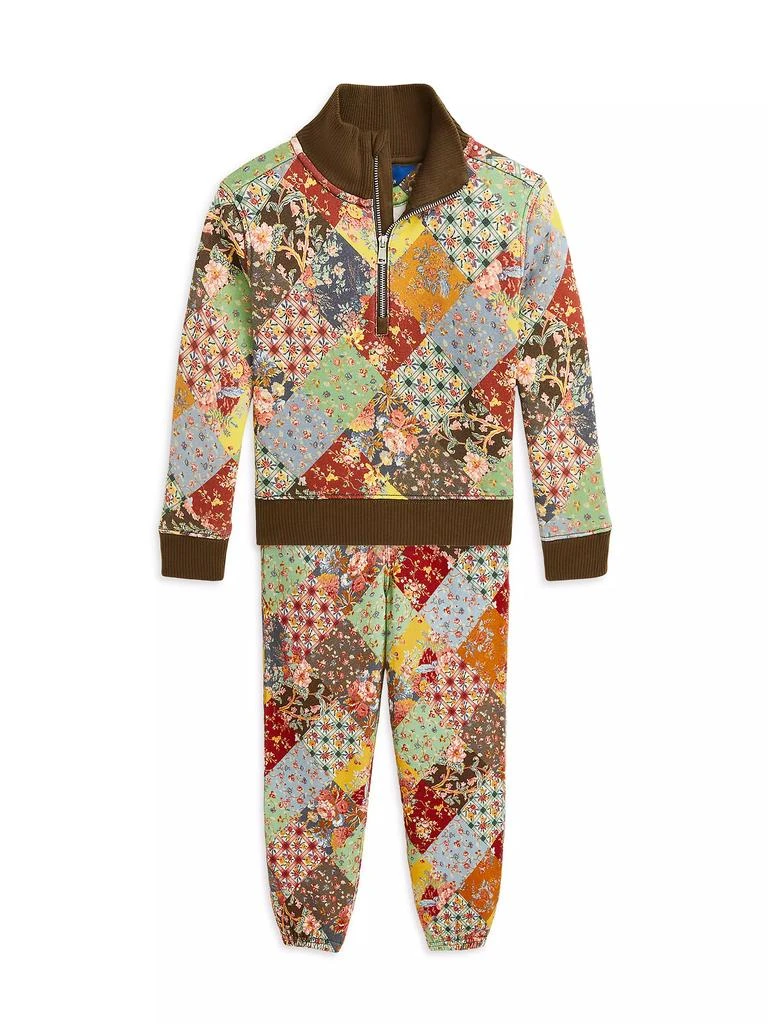 商品Ralph Lauren|Little Girl's & Girl's Patchwork-Print Fleece Jogger Pants,价格¥396,第2张图片详细描述