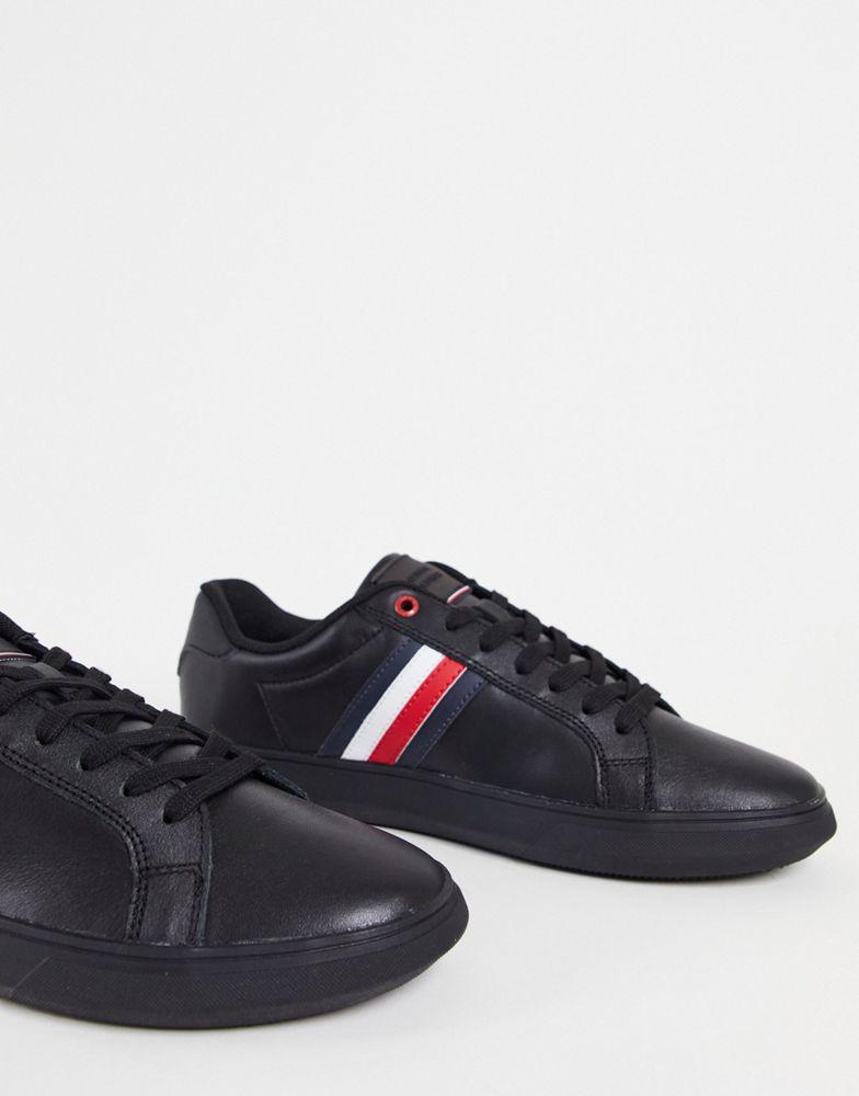 Tommy Hilfiger essential leather cupsole trainers in black商品第2张图片规格展示