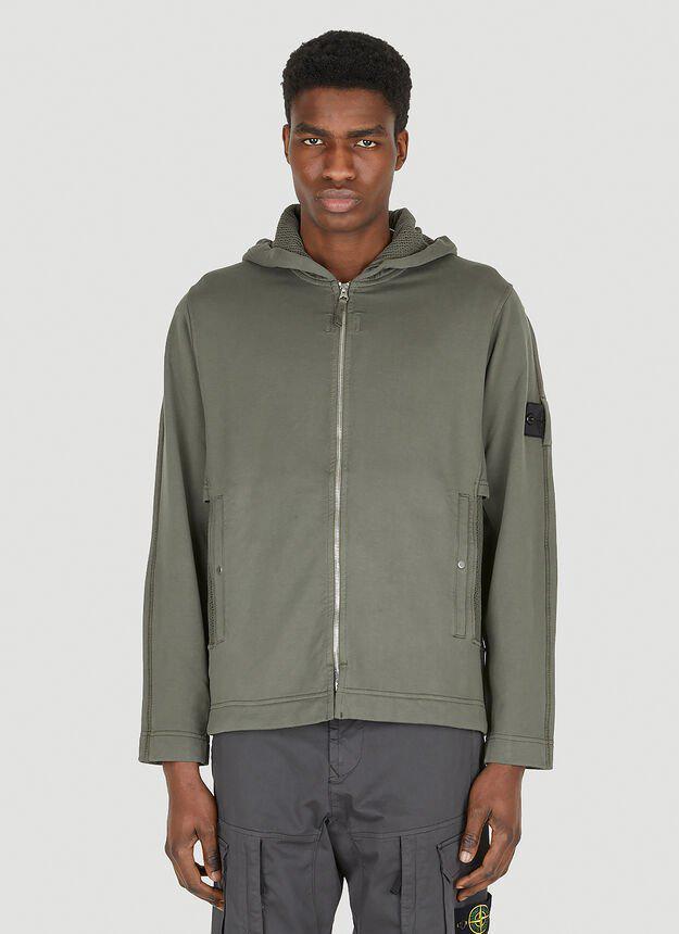 商品Stone Island|Logo-Patch Hooded Sweatshirt in Green,价格¥5002,第1张图片