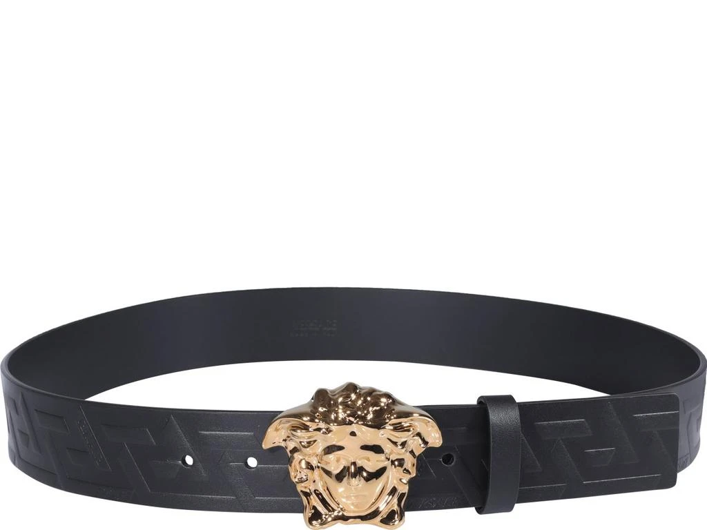 商品Versace|Versace Medusa Plaque Allover Logo Embossed Belt,价格¥2808,第1张图片