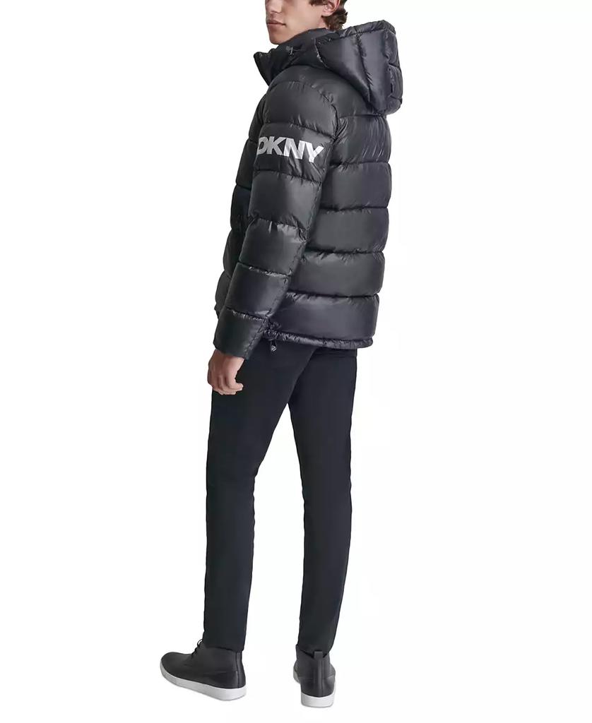 DKNY Men's Shiny Nylon Hooded Puffer Jacket - Coats - Free