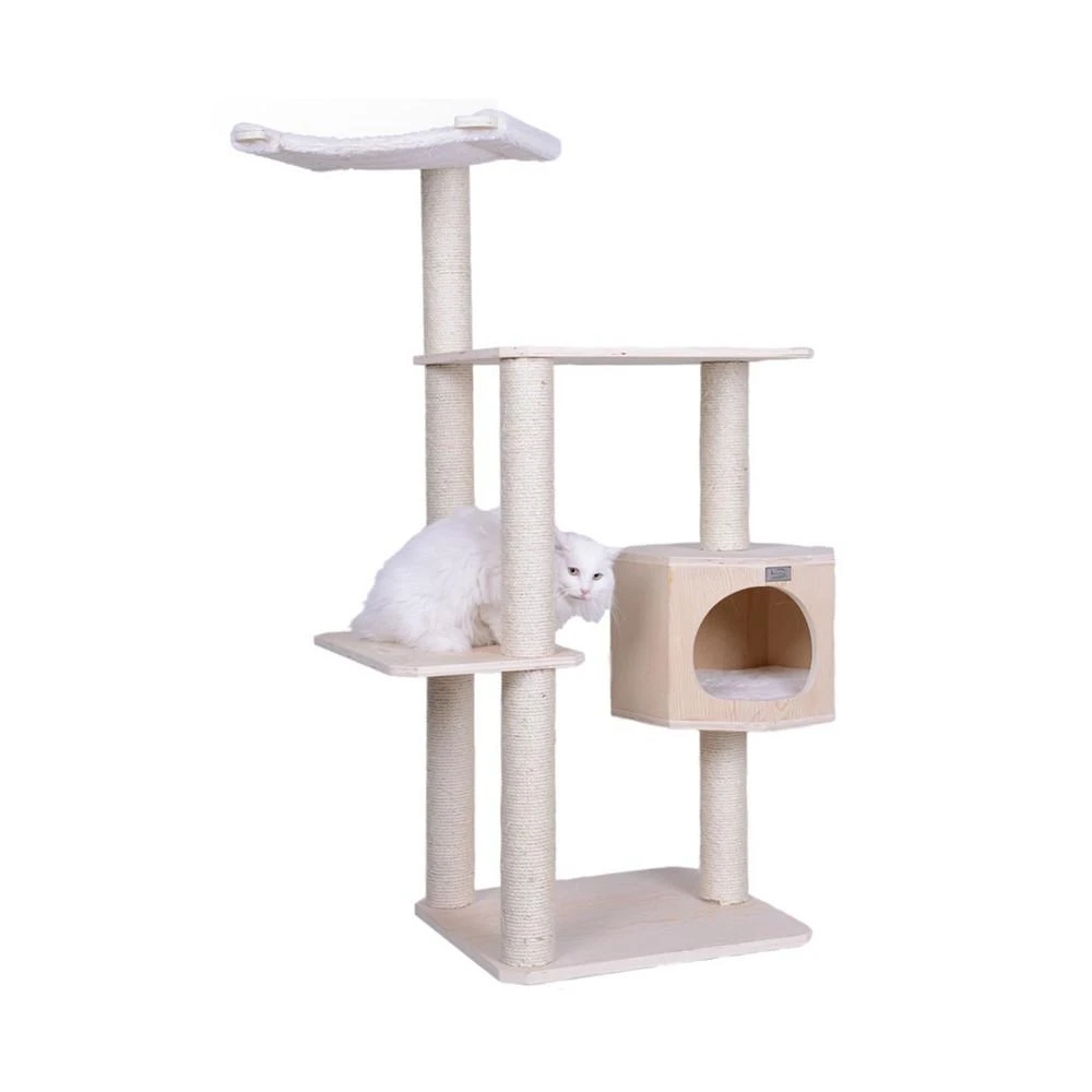 商品Macy's|54" Real Wood Premium Scots Pine, 3-Level Cat Tree With Perch & Condo,价格¥2140,第1张图片