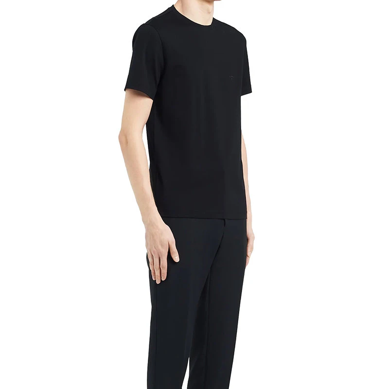 商品Prada|【预售3-7天】普拉达  男士黑色弹力棉Logo刺绣短袖T恤UJM564_1UOR_F0002_S_092,价格¥5339,第5张图片详细描述