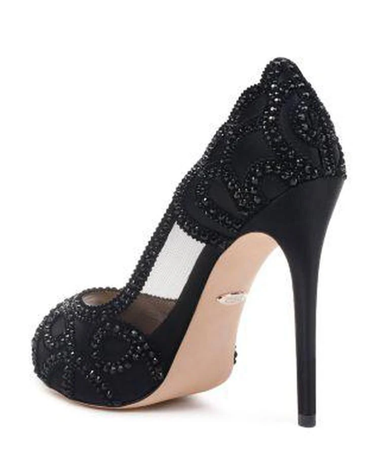 商品Badgley Mischka|Women's Witney Embellished Satin & Mesh Platform High-Heel Pumps ,价格¥981,第5张图片详细描述