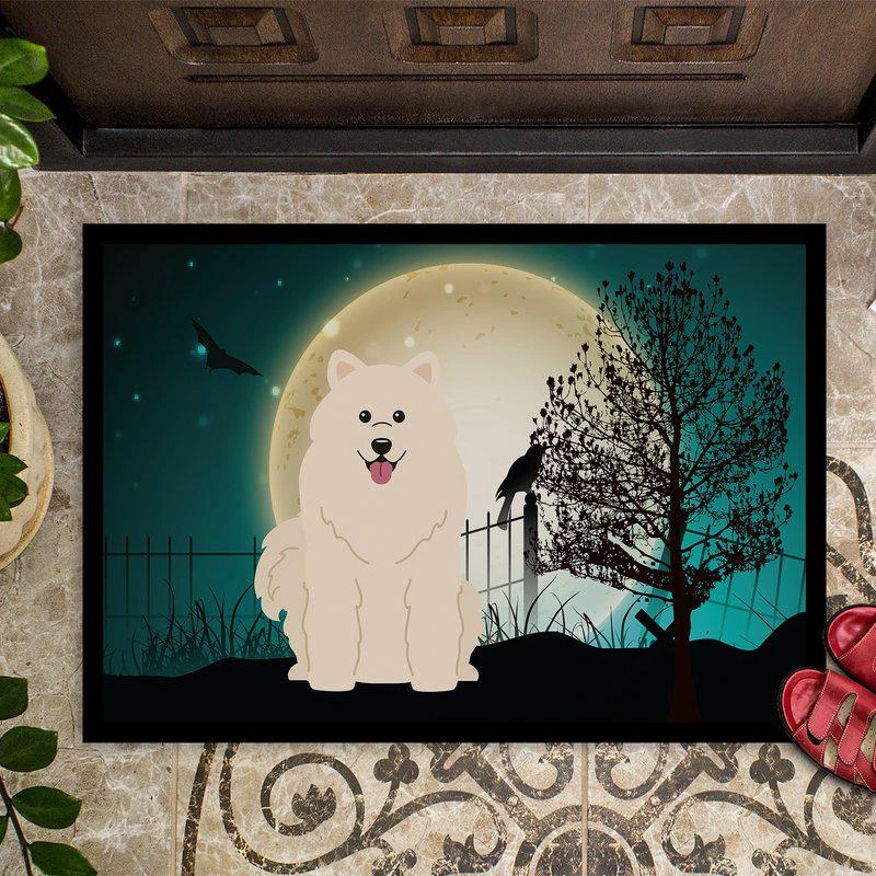 商品Caroline's Treasures|24 in x 36 in Halloween Scary Samoyed Door Mat Indoor/Outdoor,价格¥307,第2张图片详细描述