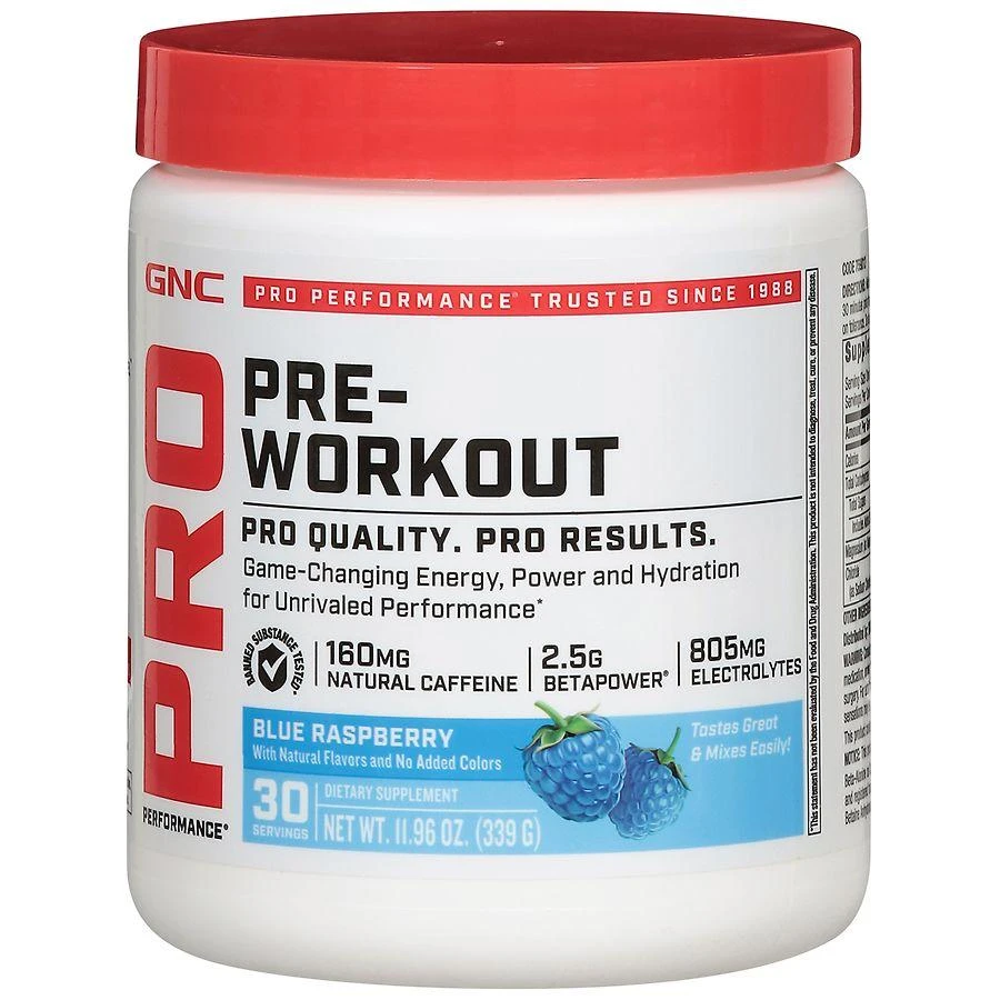 商品GNC Pro Performance|Pre-Workout Blue Raspberry,价格¥220,第2张图片详细描述