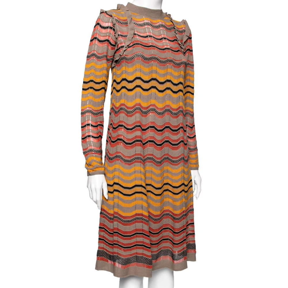 商品Missoni|M Missoni Multicolor Wave Perforated Pattern Knit Ruffle Detailed Midi Dress S,价格¥1901,第2张图片详细描述