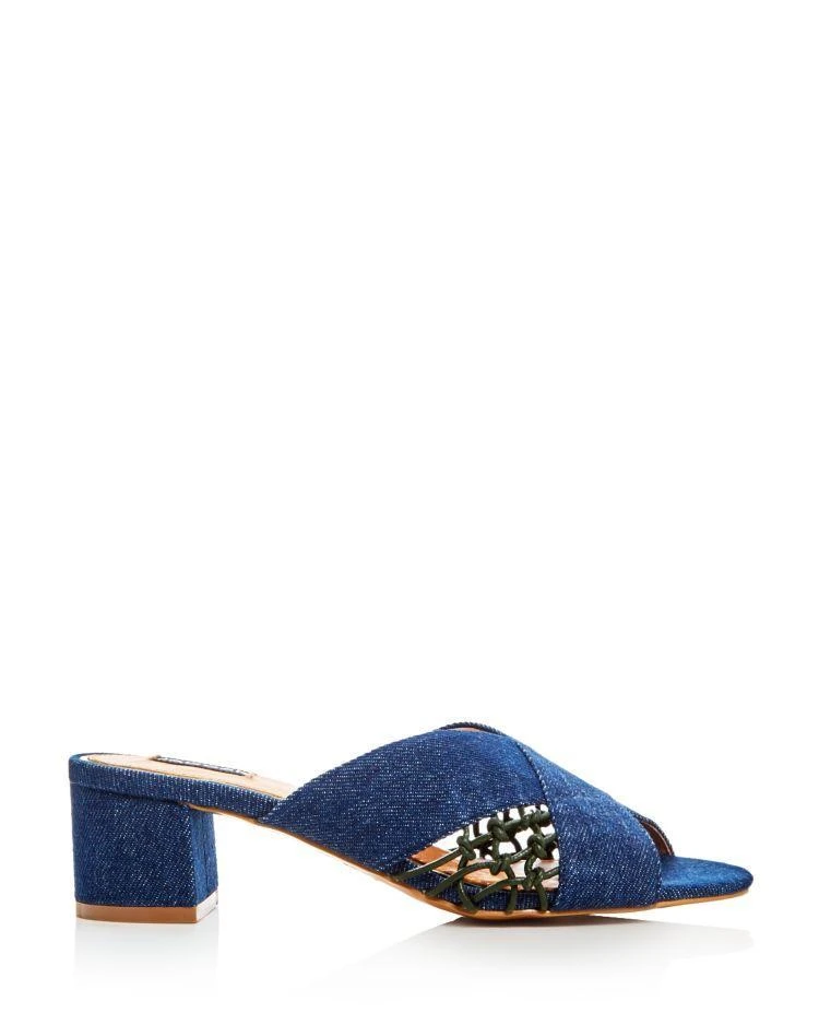 商品JAGGAR|JAGGAR Attain Denim Block Heel Slide Sandals,价格¥741,第2张图片详细描述