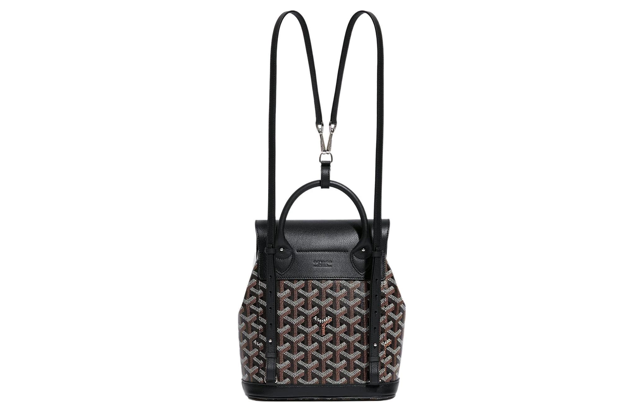 商品[国内直发] Goyard|戈雅 Alpin 老花满印可拆卸可调节肩带 帆布拼皮 书包背包双肩包 迷你 男女同款情侣款 黑色,价格¥29699,第5张图片详细描述
