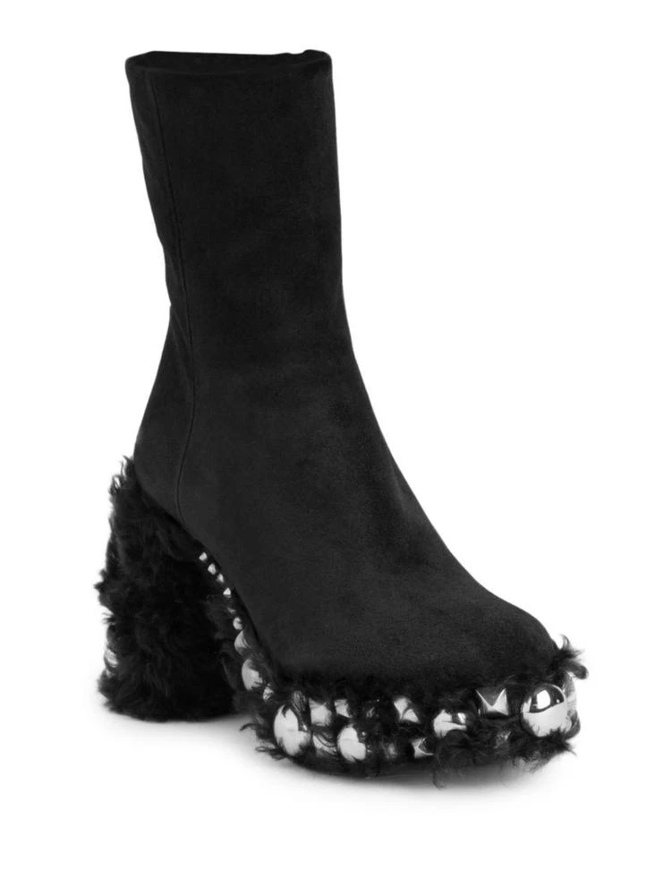 商品Miu Miu|Studded Eco-Shearling & Suede Platform Boots,价格¥3747,第1张图片