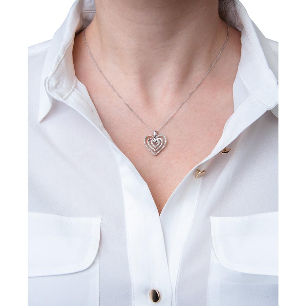 Diamond Multi-Heart 18" Pendant Necklace (1/10 ct. t.w.) in Sterling Silver商品第2张图片规格展示