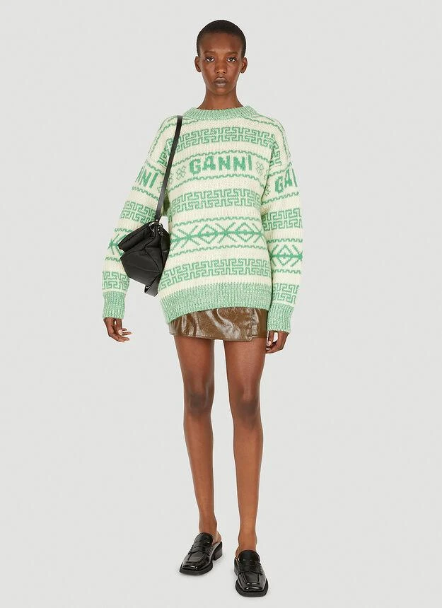 商品Ganni|Graphic Logo Sweater in Green,价格¥2861,第2张图片详细描述