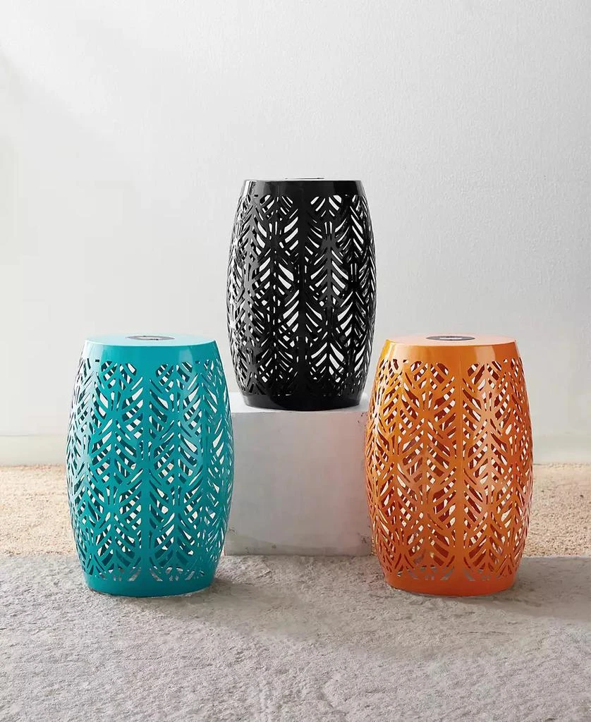 Multi-Functional Orange Iron Leaf Pattern Solar Powered Garden Stools or Planter Stand 商品