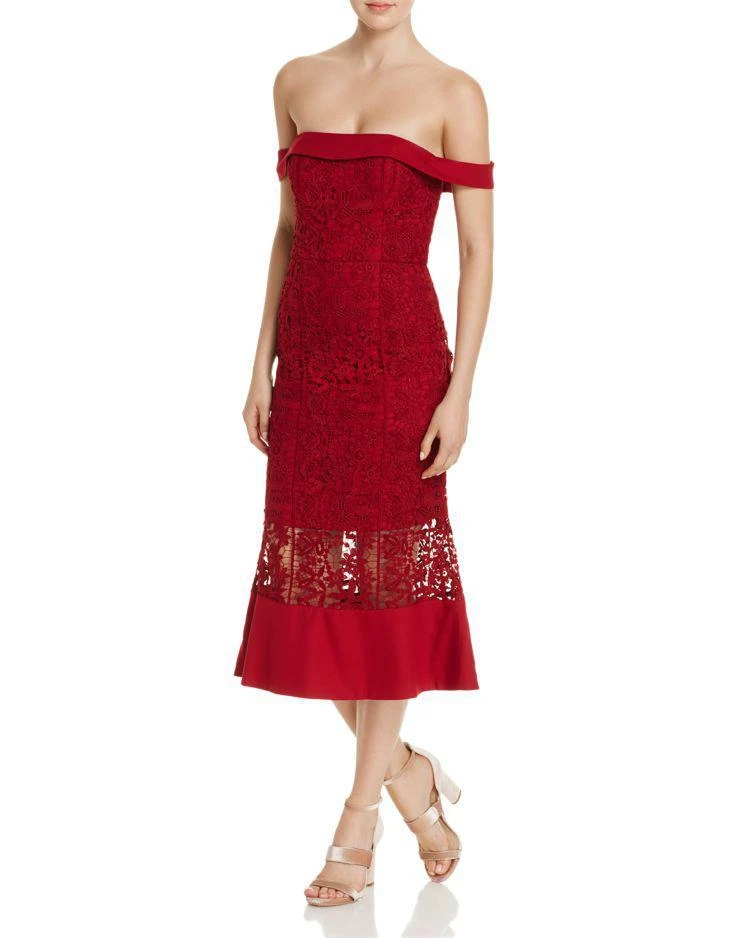 商品Jarlo|Off-the-Shoulder Lace Midi Dress - 100% Exclusive,价格¥364,第1张图片