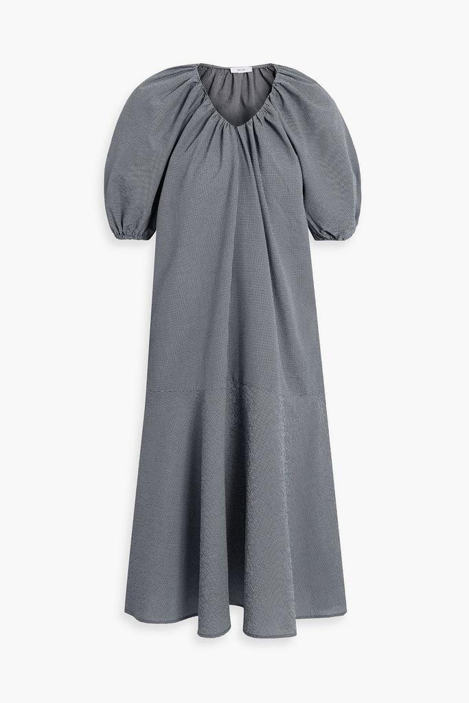 商品IRIS & INK|Esme gathered gingham cotton-blend seersucker midi dress,价格¥906-¥2584,第1张图片