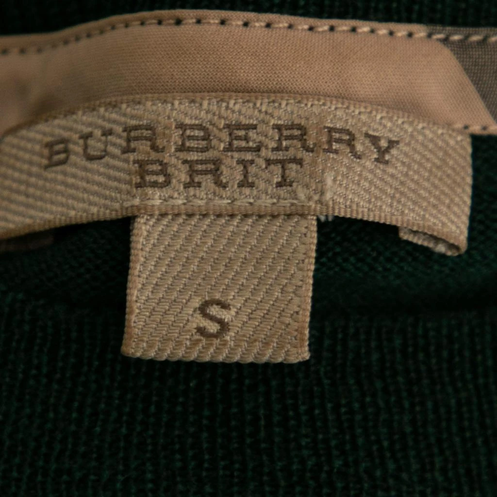 商品[二手商品] Burberry|Burberry Brit Green Merino Wool Nova Check Cuff Detail Sweater S,价格¥907,第4张图片详细描述