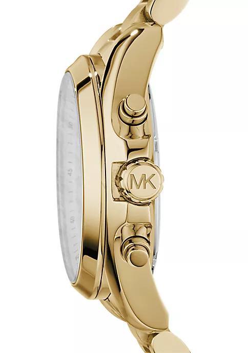 商品Michael Kors|Mid-Size Gold-Tone Stainless Steel Bradshaw Chronograph Watch,价格¥2043,第4张图片详细描述