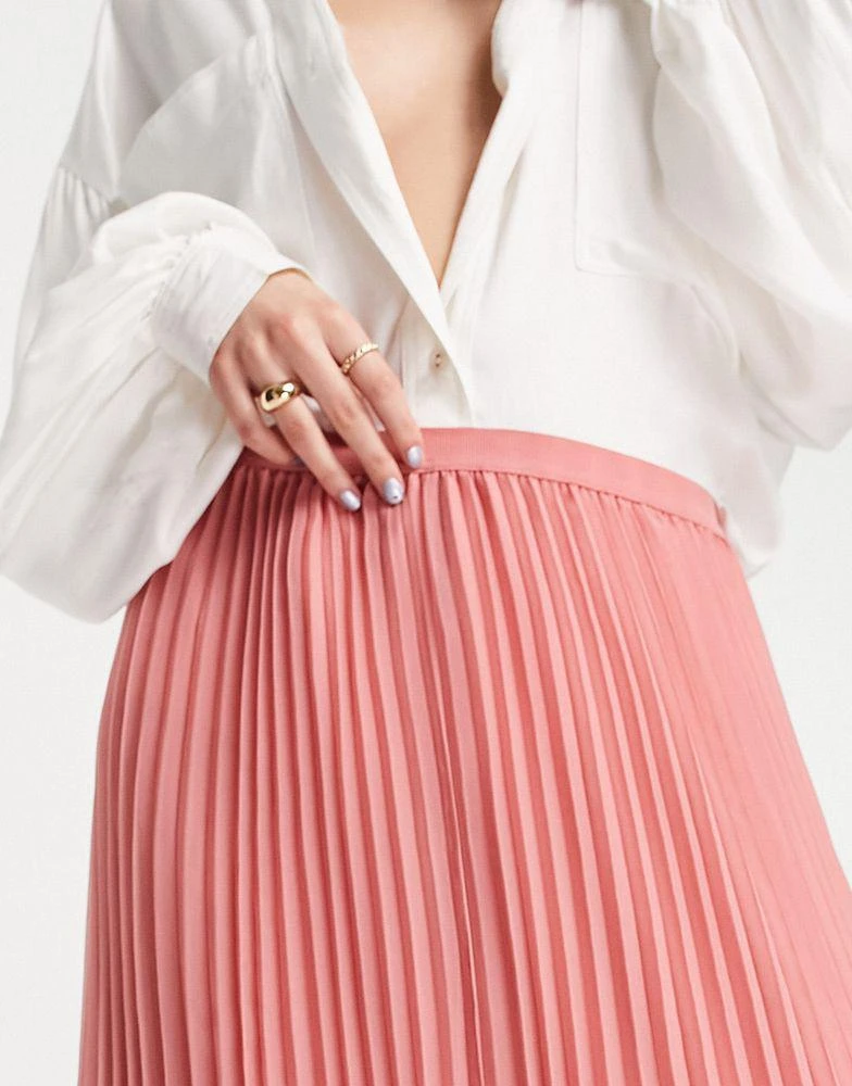 商品French Connection|French Connection midi pleated skirt in coral pink,价格¥360,第3张图片详细描述