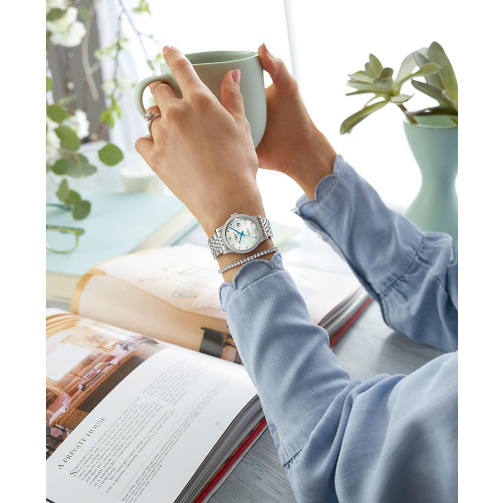 Women's Swiss Automatic Record Collection Diamond-Accent Stainless Steel Bracelet Watch 30mm商品第2张图片规格展示