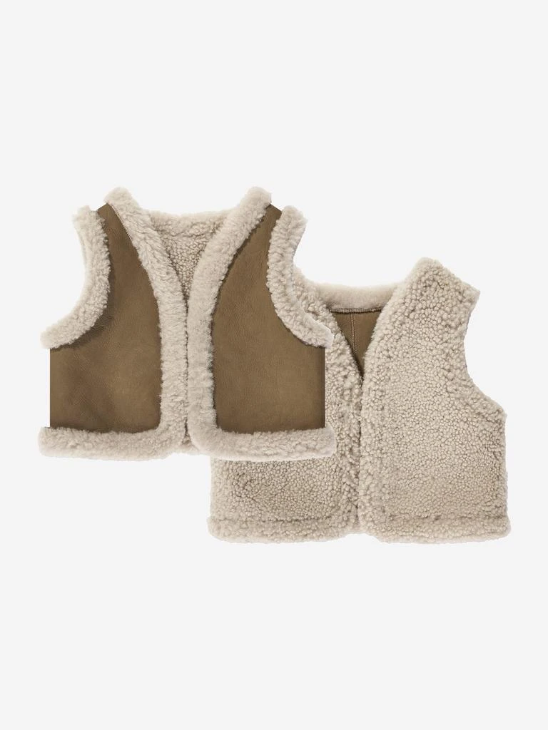 商品Bonpoint|Bonpoint Baby Barra Faux Shearling Gilet in Brown,价格¥1776,第1张图片