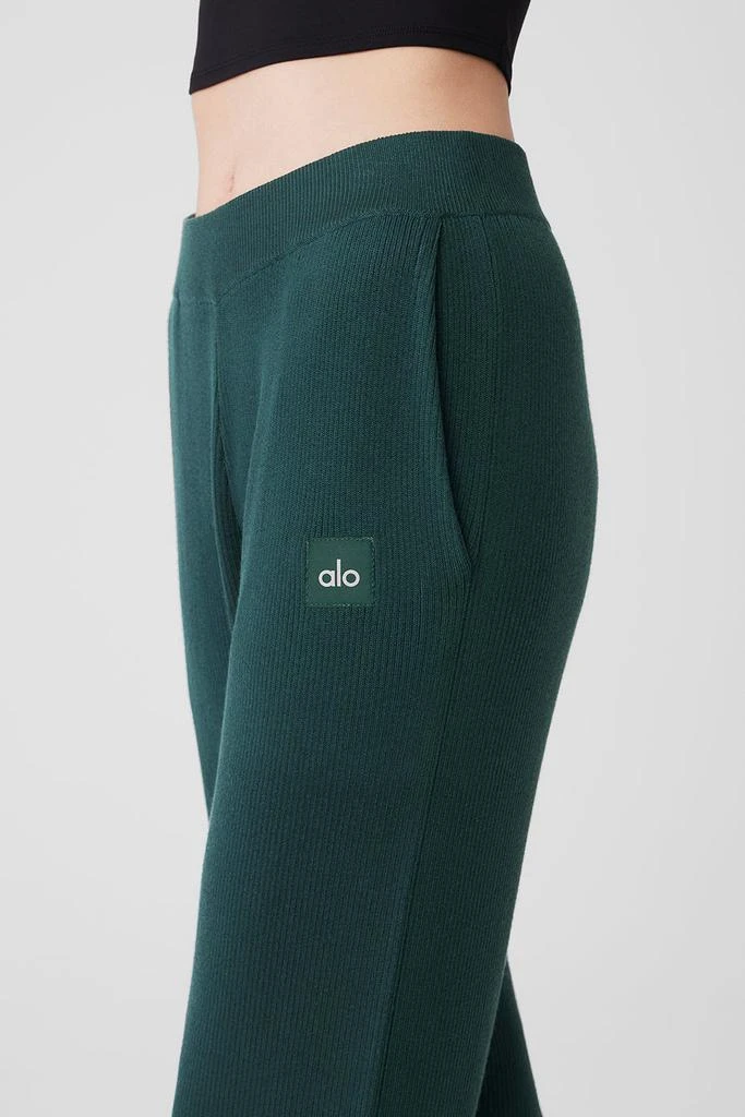 商品Alo|Knit High-Waist Salana Wide Leg Pant - Midnight Green,价格¥964,第5张图片详细描述