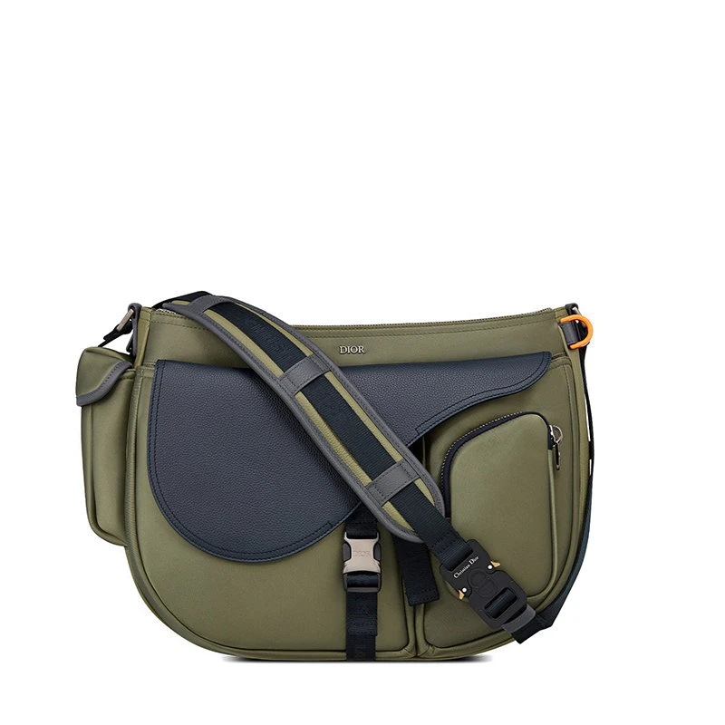商品Dior|【预售3-7天】DIOR/迪奥 2021秋冬SADDLE系列 SACAI联名男士橄榄色科技面料和粒面小牛皮单肩斜挎马鞍包1ADHO029USH_H15E,价格¥26645,第1张图片