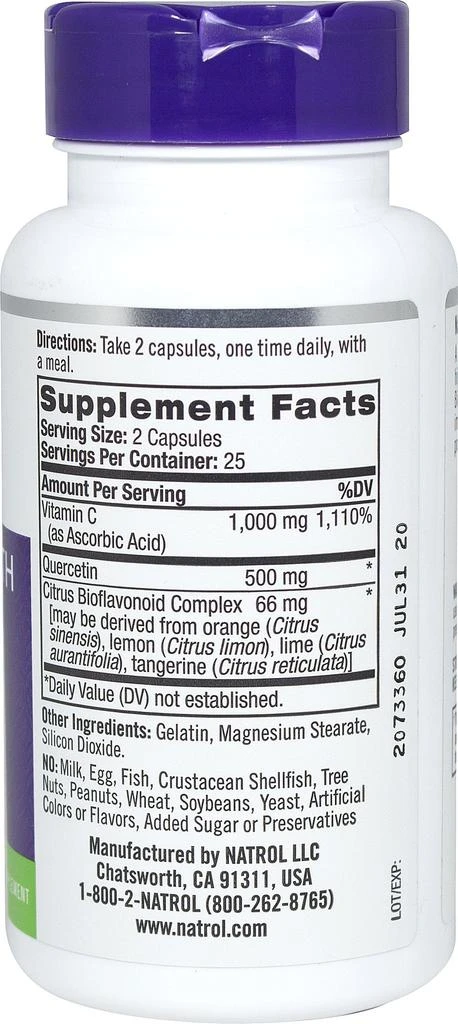 商品Natrol|Quercetin Complex for Immune Health 50 Capsules,价格¥102,第2张图片详细描述
