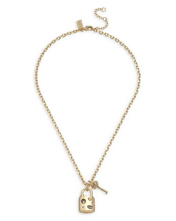 商品Coach|Signature Gem Multicolor Crystal Padlock Pendant Necklace in Gold Tone, 16"-18",价格¥936,第3张图片详细描述