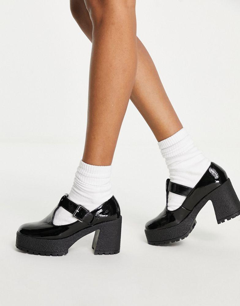 ASOS DESIGN Spark chunky mary jane high shoes in black patent商品第4张图片规格展示