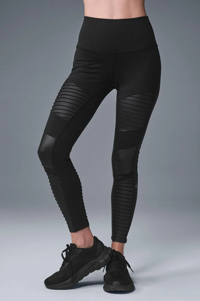 商品Alo|7/8 High-Waist Moto Legging - Black,价格¥886,第1张图片