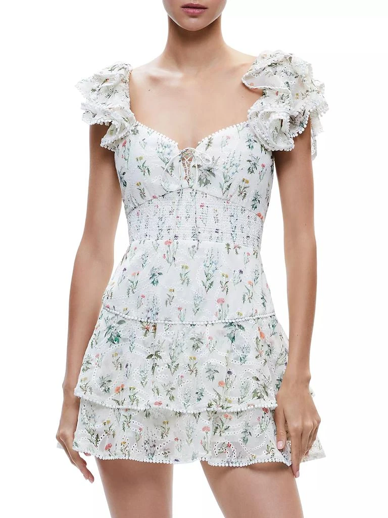 商品Alice + Olivia|Hartford Floral Eyelet Romper,价格¥1185,第3张图片详细描述