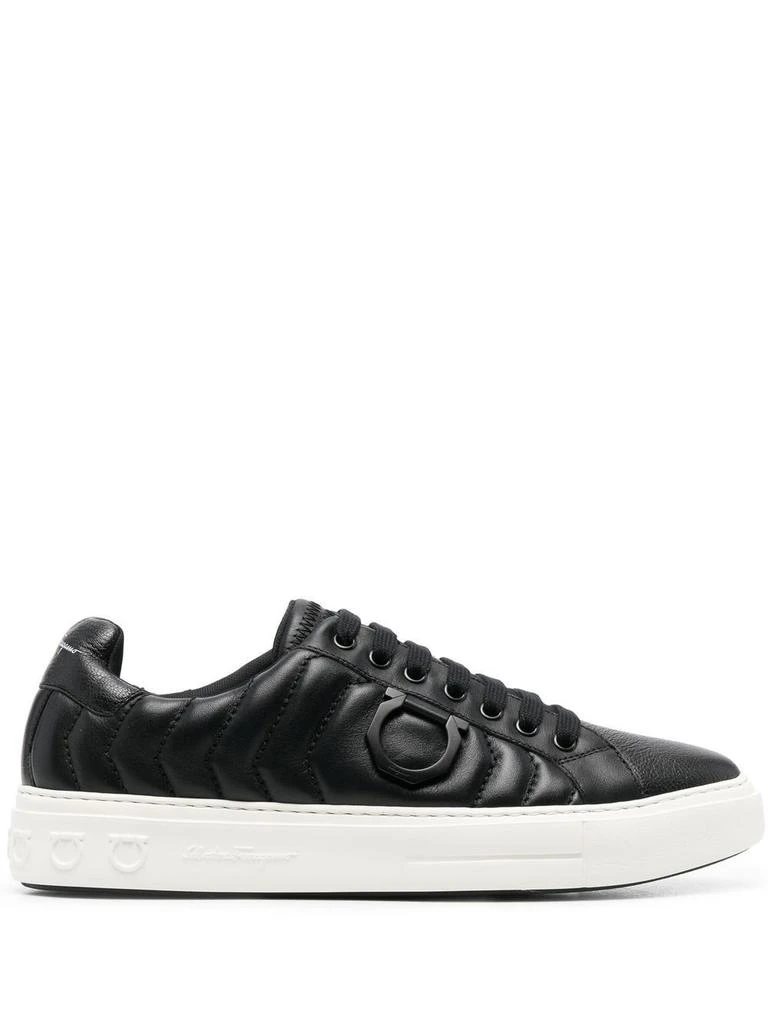 商品Salvatore Ferragamo|Salvatore Ferragamo Men's Black Leather Sneakers,价格¥6959,第1张图片