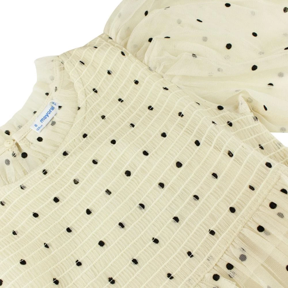 商品Mayoral|Tulle Polka Dot Cream Blouse,价格¥103,第2张图片详细描述