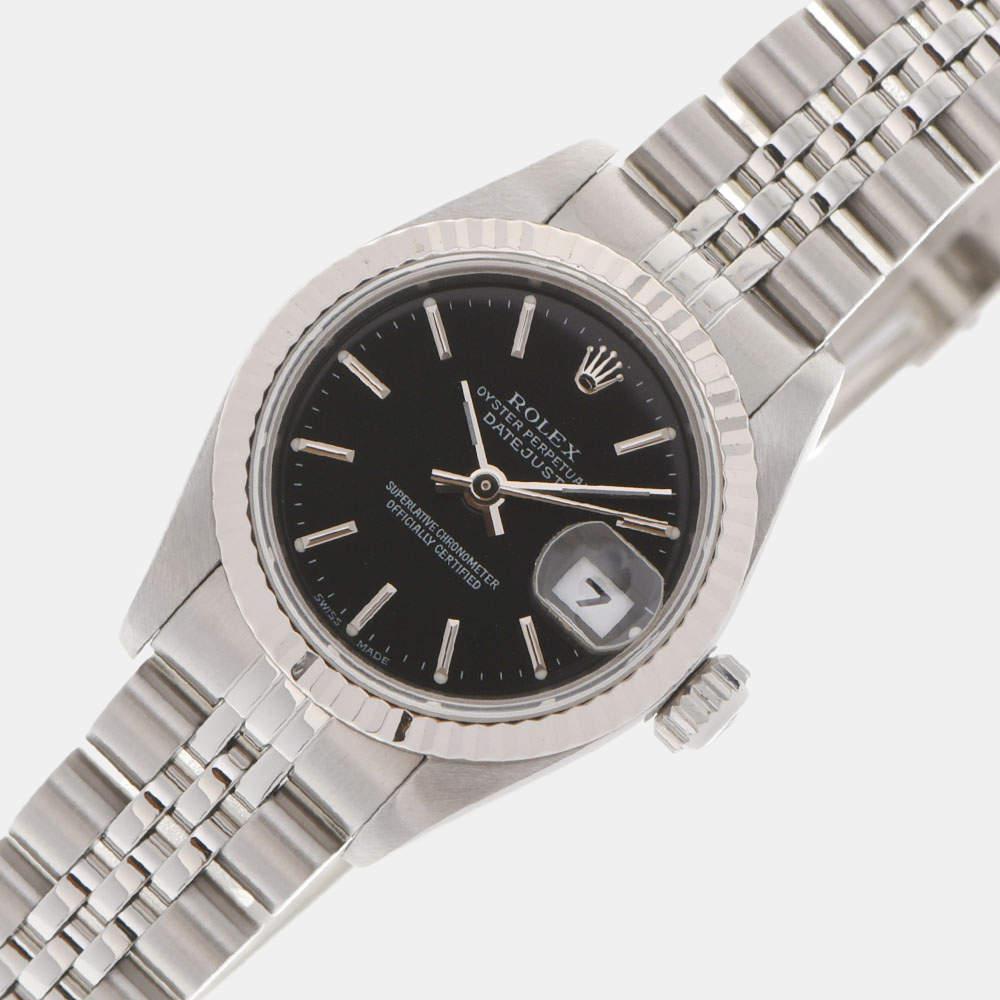 Rolex Black 18K White Gold And Stainless Steel Datejust 79174 Women's Wristwatch 26 mm商品第2张图片规格展示