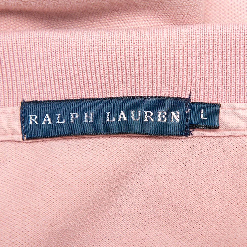 商品[二手商品] Ralph Lauren|Ralph Lauren Blush Pink Cotton Beaded Logo Embellished Polo T- Shirt L,价格¥1423,第5张图片详细描述