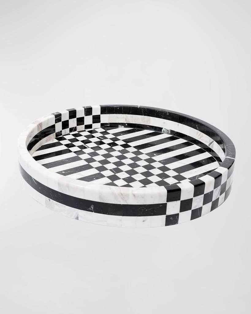 商品Vetta Home|Large Round Checkered & Striped Tray,价格¥3482,第1张图片