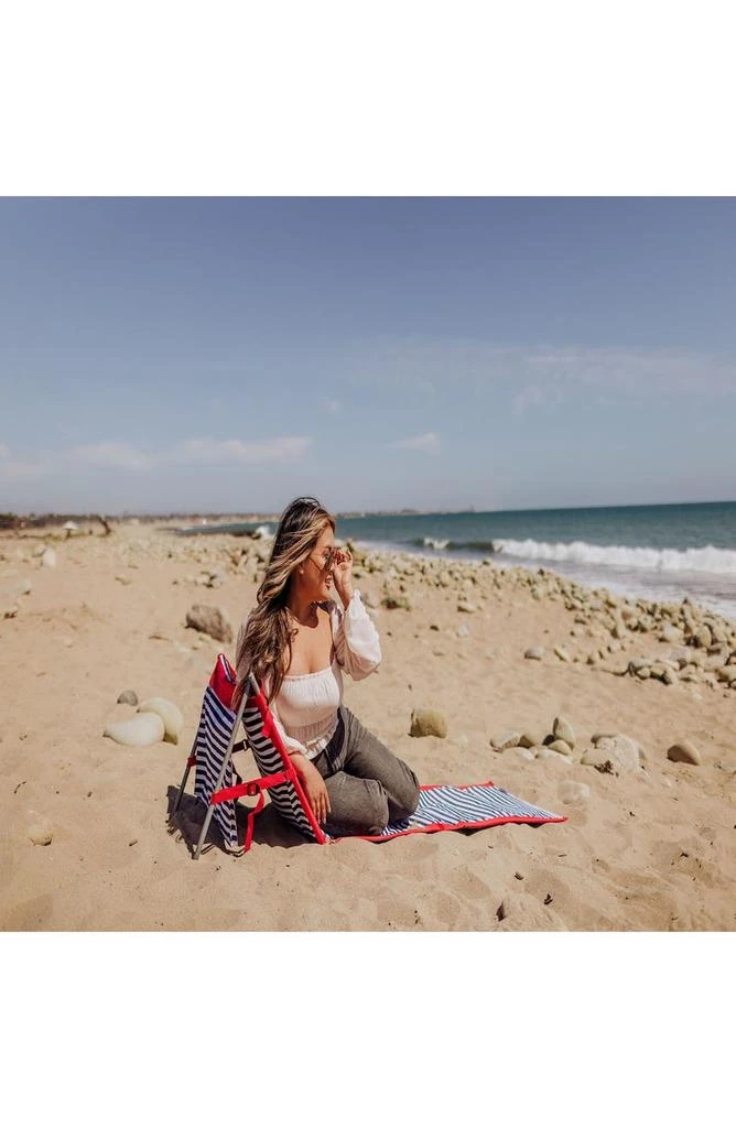商品Picnic Time|Beachcomber Oniva Blue Pinstripe Portable Beach Chair & Tote,价格¥340,第3张图片详细描述