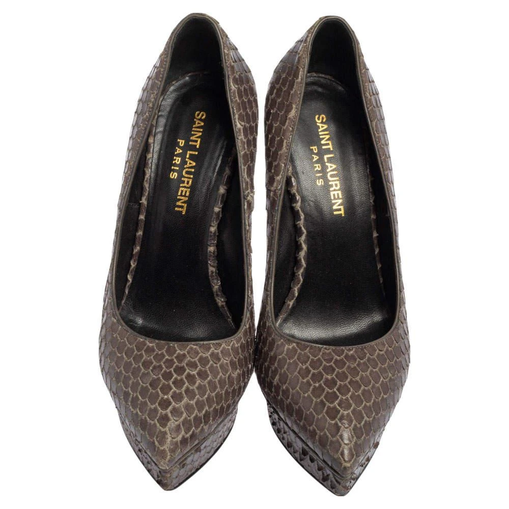 商品[二手商品] Yves Saint Laurent|Saint Laurent Grey Python Janis Pointed Toe Platform Pumps Size 35,价格¥1099,第3张图片详细描述
