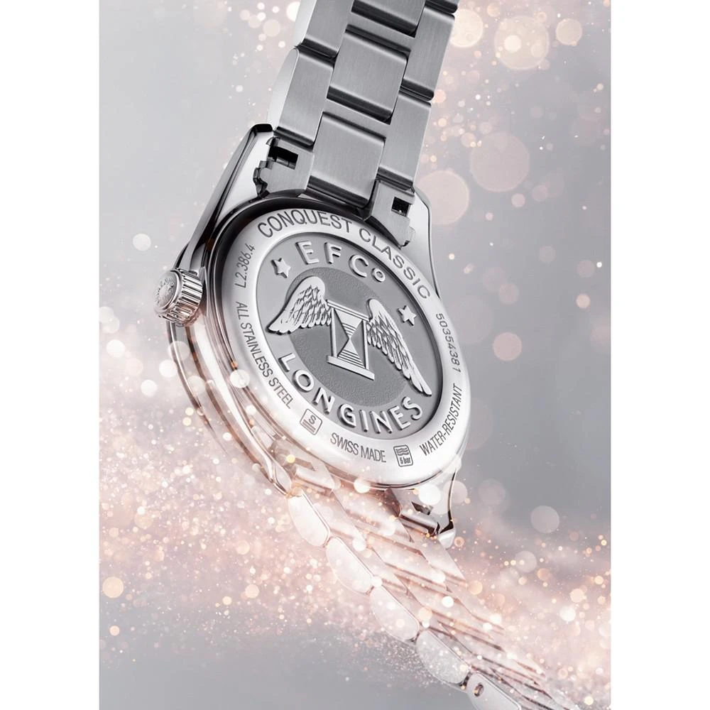 商品Longines|Women's Swiss Conquest Classic Diamond-Accent Stainless Steel Bracelet Watch 34mm,价格¥10300,第4张图片详细描述